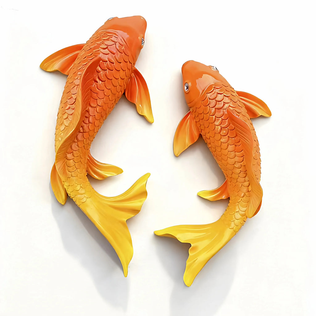 Lucky Koi Fish 3D Wall Decor, Resin Stereoscopic Carp Wall Hanging, Creative Wealth Feng Shui Home Art Wall Sticker Ornament Oasis Select
