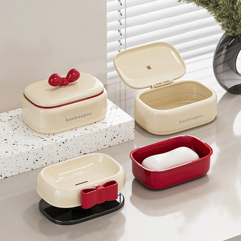 Leakproof Soap Dish With Lid & Draining Layer, Travel Bar Soap Holder Case Container, Portable Travel Size Toiletries Essentials Oasis Select