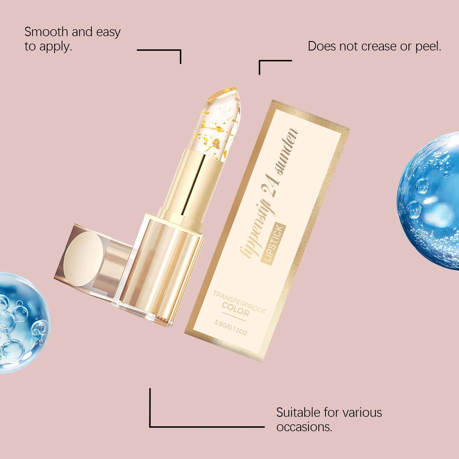 Lip Balm Gold Foil Temperature Color Changing Moisturizing Non Sticky Non Transfer Long Lasting Hydrating Daily Lip Care Oasis Select