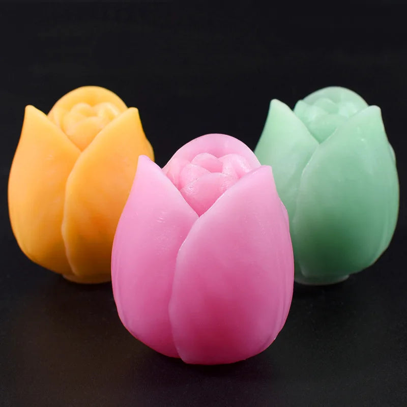 DIY Flowers Tulip Silicone Mold Handmade Scented Candle Plaster Resin Mold Homemade Cookies Chocolate Candy Baking Tool Oasis Select
