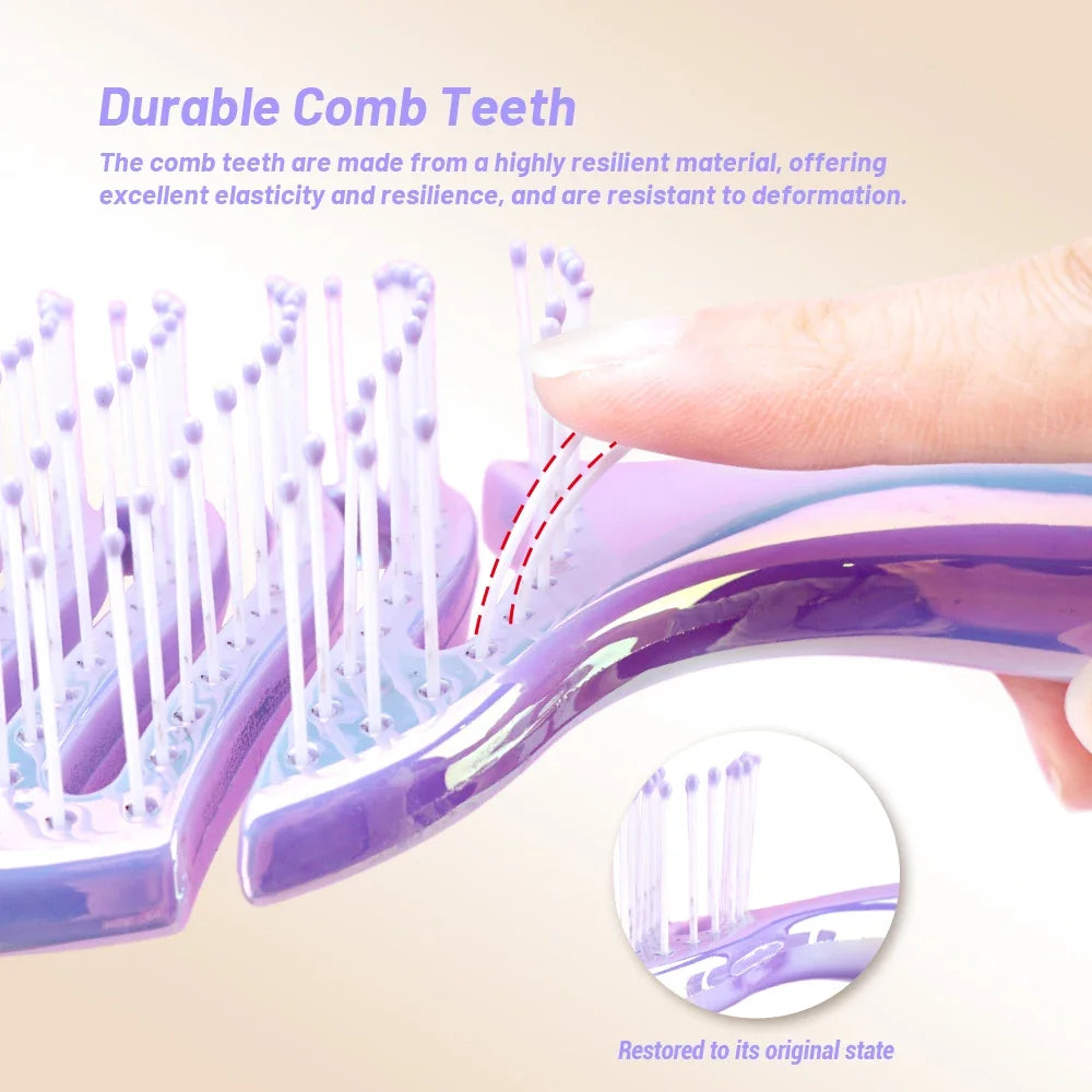 Iridescent Crescent Moon Detangling Hairbrush & Scalp Massager Detangling Hairbrush Oasis Select