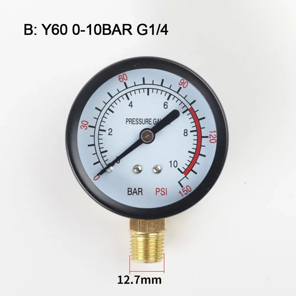 Air Compressor Pneumatic Hydraulic Fluid Pressure Y60 0-1.6Mpa 0-230PSI Pool Filter Water Pressure Gauge Meter Oasis Select B