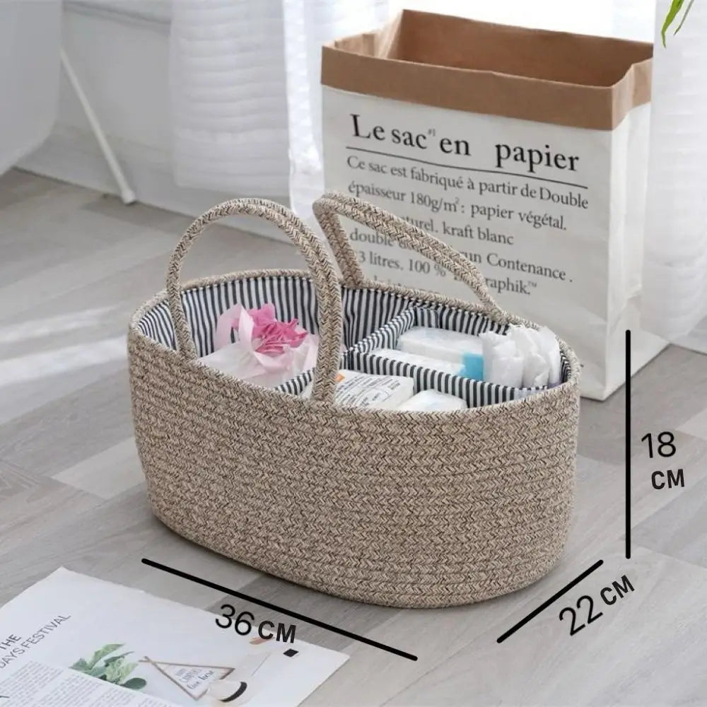 Cotton Rope Baby Diaper Storage Basket | Foldable Organizer
