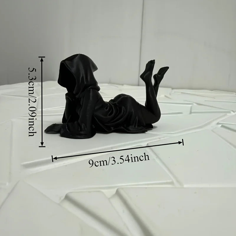 3D Printed Mysterious Hooded Girl Statue Gothic Dark Style Figurine Fantasy Art Ornament for Desktop Bookshelf Collectible Gift Oasis Select