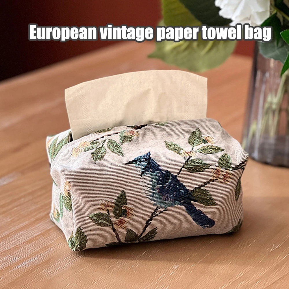 European Retro Jacquard Fabric Tissue Box Cover | Desktop