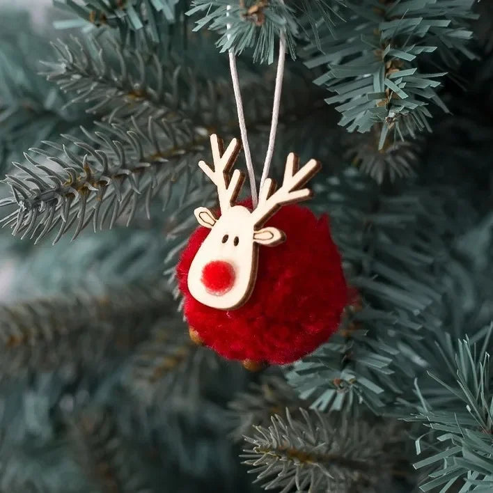 Christmas Tree Hanging Pendants Happy New Year Bell Pendant Merry Christmas Decorations for Home Xmas Ornaments Couple Gift Oasis Select Deer red