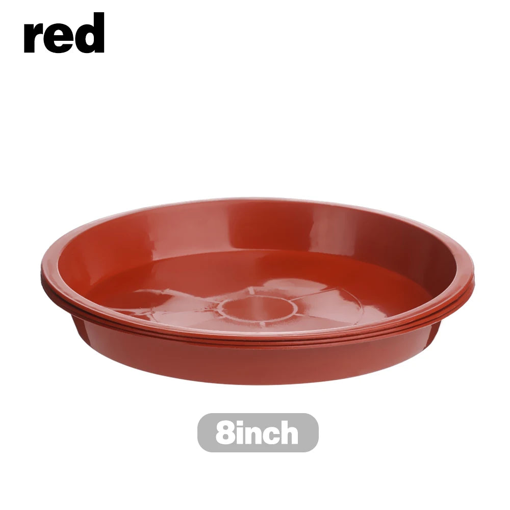 3Pcs Round Shaped Plant Trays Durable Plastic Drip Trays Heavy Duty Tray Saucers Red White Black Indoor Outdoor Flower Pot Oasis Select red-8inch