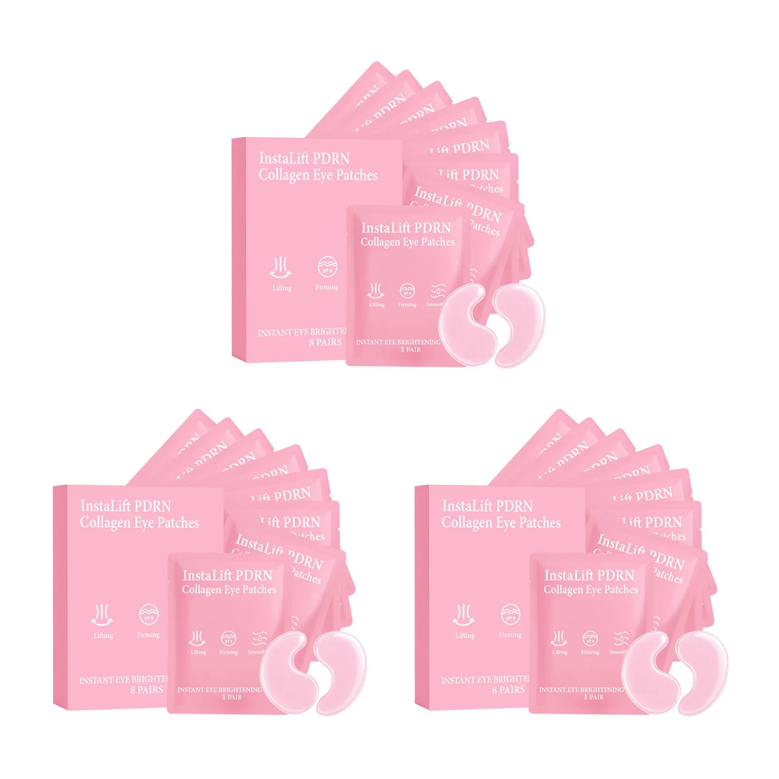 Instalift PDRN Collagen Eye Patches Anti Dark Circles Eye Bags Anti Wrinkles Hydrogel Under Eye Mask with Niacinamide & Caffeine Oasis Select 24Pcs Boxed