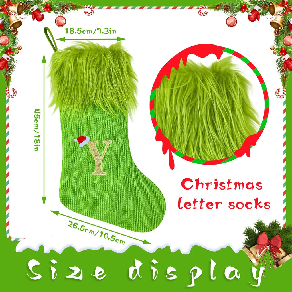Large Knitted Christmas Stockings – Alphabet Letter Holiday Decor Christmas Stocking Oasis Select