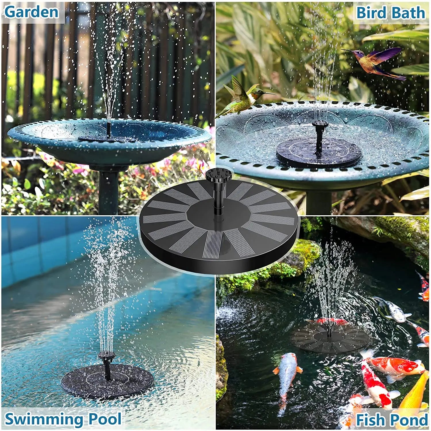 Solar Water Fountain Pool Pond Waterfall Fountain Garden Decoration Outdoor Bird Bath Solar Powered Floating Water Pump Oasis Select