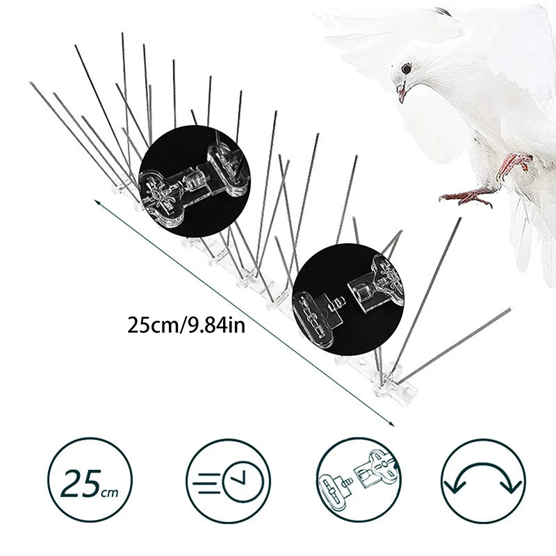 1PC 25cm Stainless Steel Balcony Anti-bird Repellent Thorn Nail Kit Pigeon Spikes And Bird Repeller Deterrent Pest Control Oasis Select