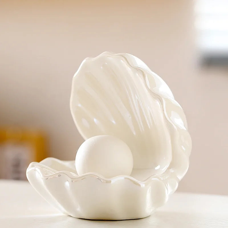 Pearl Shell Night Light – Ceramic Desk Lamp for Bedroom Decor