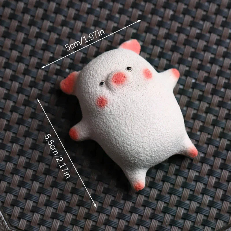 Purple Clay Mini Pig Figurine Tea Pet Feng Shui Wealth Attractor Home Office Decor Ornament Collectible Piggy Sculpture Oasis Select