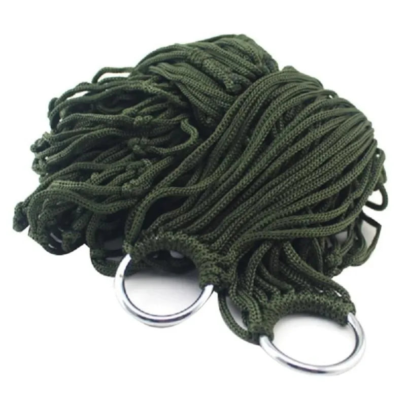 Portable Nylon Mesh Hammock with Hanging Ropes Lightweight Outdoor Swing Bed for Camping Beach Garden and Travel Use Oasis Select