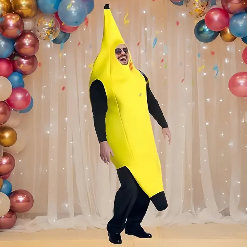 Kids Halloween Banana Costume Fruit Outfit Stage Performance Clothes Parent Child Matching Kindergarten Role Play Decoration Oasis Select