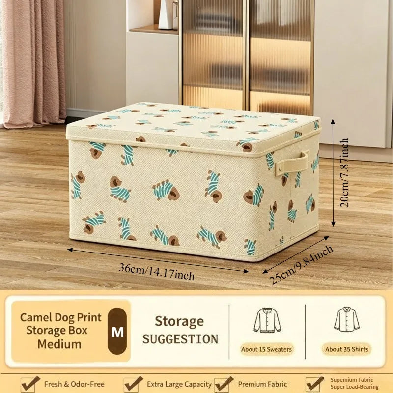 New Large Capacity Non-Woven Storage Box with Lid, Foldable Clothes Organizer for Wardrobe, Home Storage Solution, Storage Box Oasis Select storage box-M