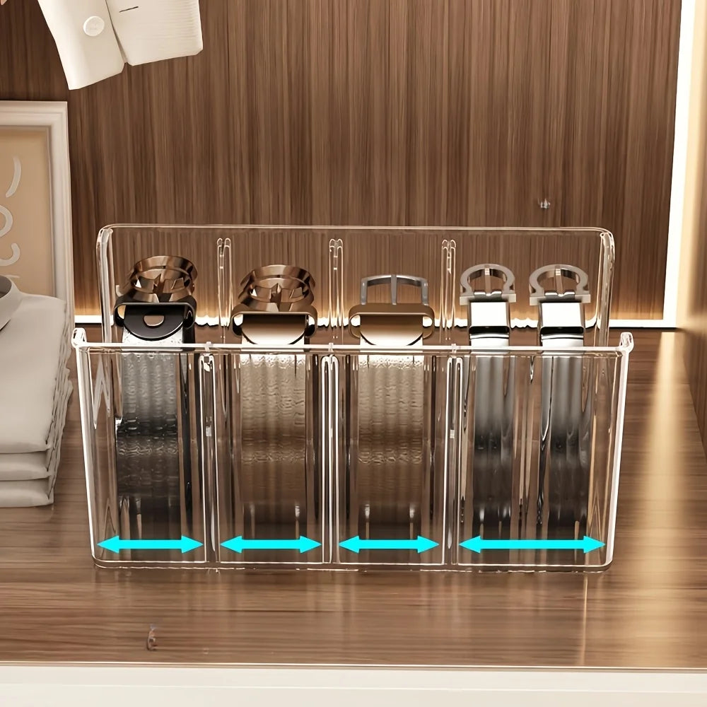 Plastic Belt Organizer Large Capacity Divided Storage Shelf for Wardrobe Makeup Bathroom Transparent Dustproof Multiuse Hanging Oasis Select