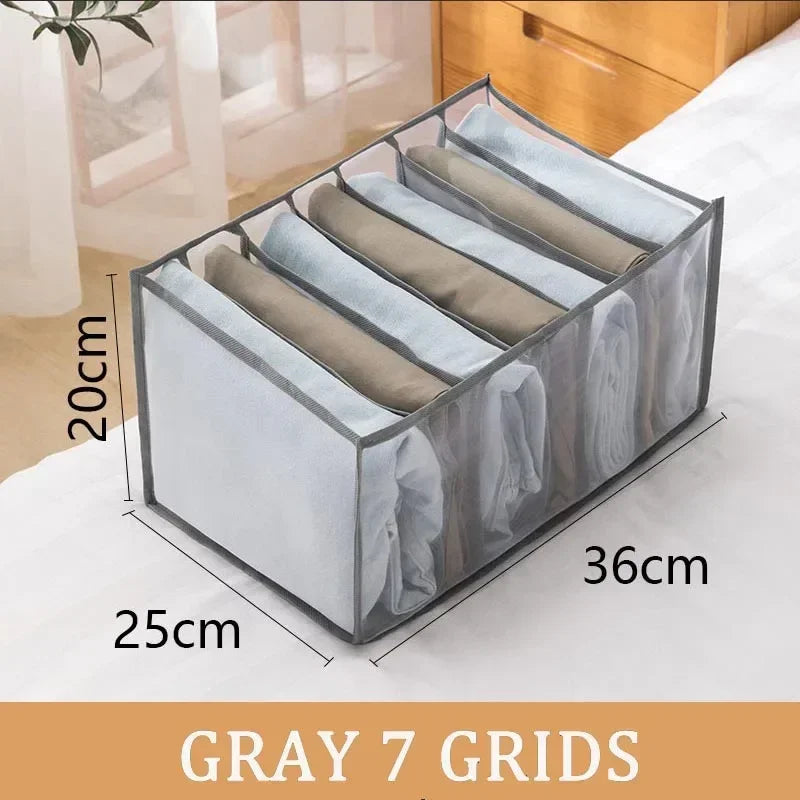 Folding Storage Pouch Laundry Organizer in The Closet Underwear Drawers Storage Bedroom Cabinet Socks Bra Storage PantsOrganizer Oasis Select grey 7 girds