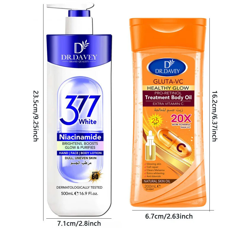 DR.DAVEY Gluta-VC Body Oil & Niacinamide Lotion Set 2PCS