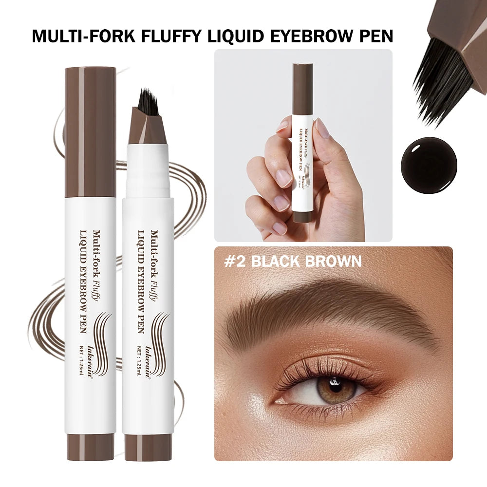 Waterproof Eyebrow Pencil Multi Forks Liquid Tattoo Pen Long Lasting Anti-smudged Natural Look Eyebrow Precise Makeup Oasis Select 2 Black Brown