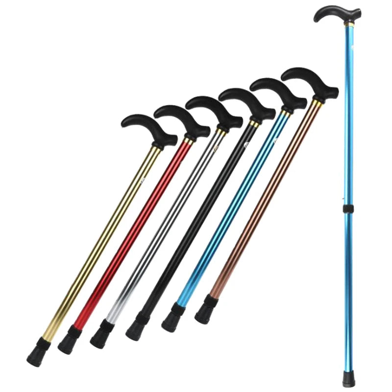 1PC 75-90cm Aluminum Alloy Adjustable Walking Stick 2 Section Stable Anti-Skid Crutch Old Man Hiking Cane Height Oasis Select