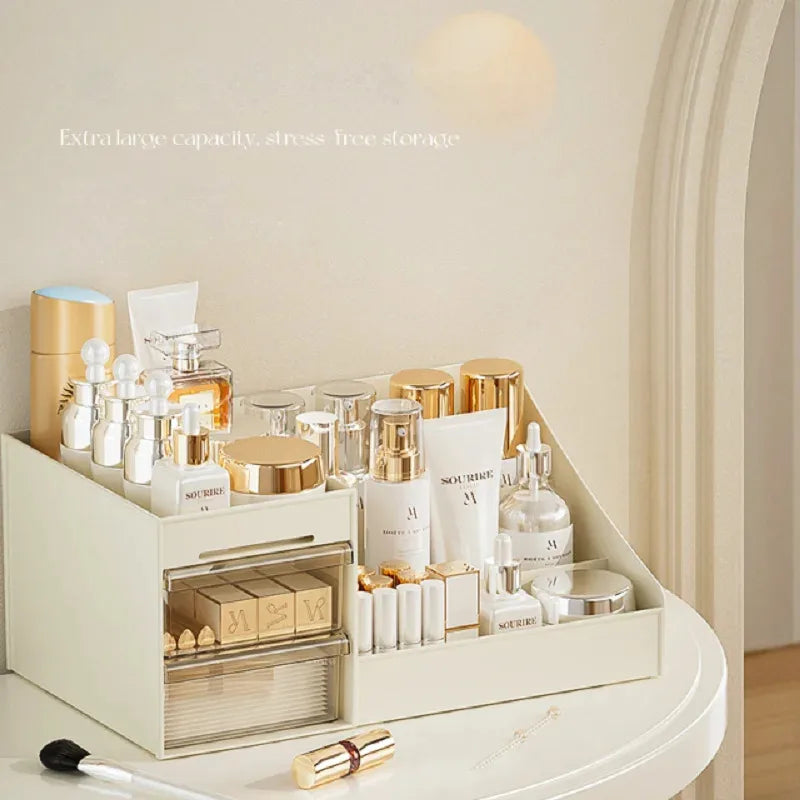 Transparent Drawer Style Makeup Box Dormitory Organizer Plastic Cosmetics Skincare Dressing Table Desktop Storage Box Oasis Select