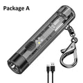 Mini Keychain Light Super Bright USB Rechargeable Flashlight Portable Lightweight Emegency Torch for Camping Hiking Cycling Oasis Select Package A