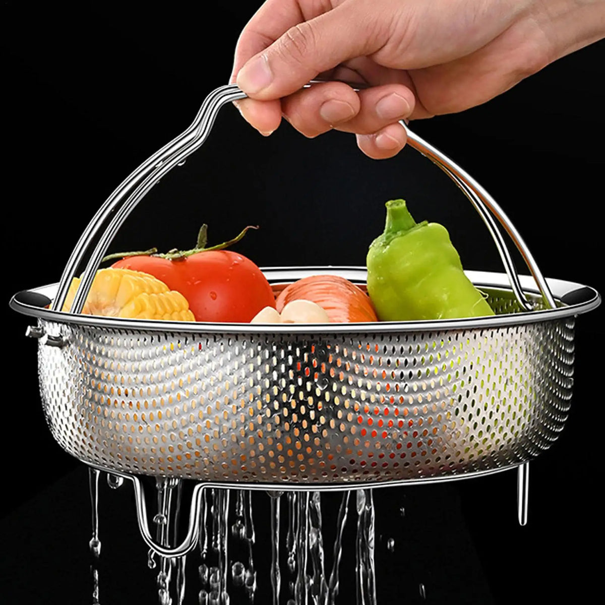Heat Resistant Multifunctional Metal Colander with Handle Steamer Basket Bun Vegetable Steaming Basket for Vegetables Eggs Meat Oasis Select