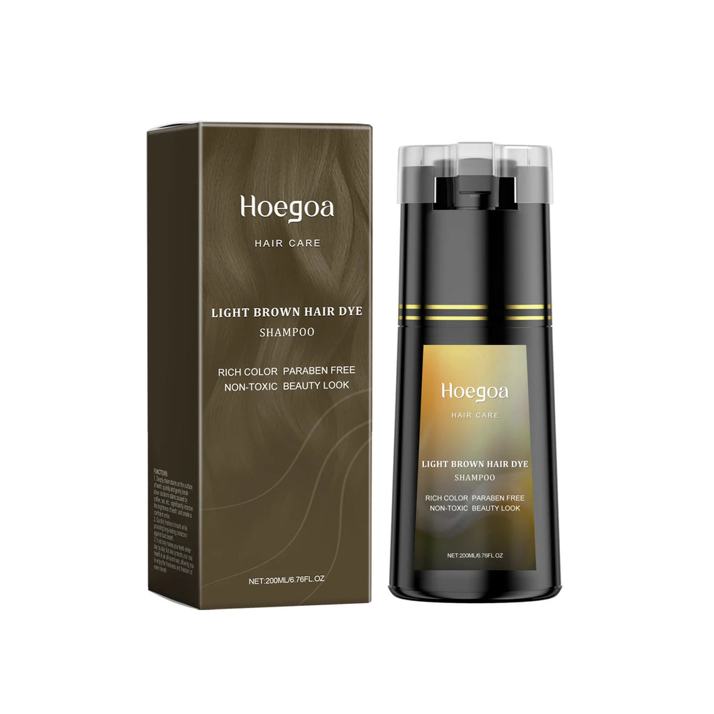 Hoegoa Hair Dye Shampoo Permanent Brown Natural Coloring Coverage Gray Hair Lasting Moisturizing Fluffy Hair Darkening Shampoo Oasis Select Light Brown