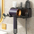 Hair Dryer Storage Rack Wall Mounted 2 in 1 Partition Hands Free Easy Install No Drill Shower Accessory Compact Storage Lazy Hol Oasis Select black China Mainland