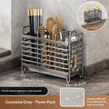 Stainless Steel No-Drill Wall-Mounted Utensil Holder Space-Saving Non-Slip Cutlery Organizer for Kitchen Countertop Wall Oasis Select Gray 3