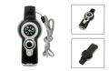 7in1 Emergency Survival Function Whistle Outdoor Multifunctional Survival Whistle with Lanyard Compass Flashlight Camping Hike Oasis Select GRAY