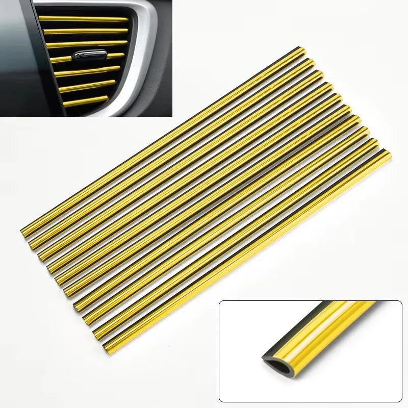 10/20pcs Car Air Conditioner Outlet Decorative U Shape Moulding Trim Decor Strips Car Styling Car Door Edge Corner Protector Oasis Select 10pcs Golden