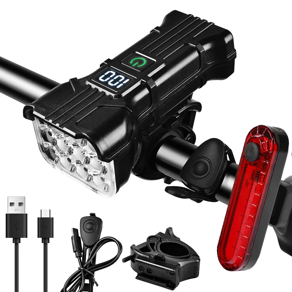 Bike Light with 140 dB HornTYPE-C Rechargeable MTB bike Deadlight 12 LED Bicycle Safety Light Suitable for Night Riding Oasis Select Front and Rear Lamp