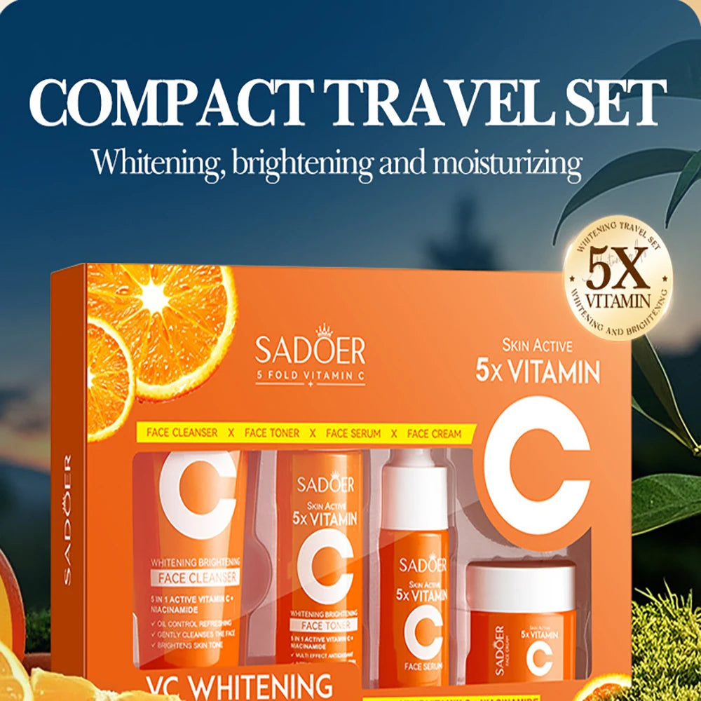 SANENDI Vitamin C Travel Skincare Set – 4-Piece Glow Kit Travel Skincare Set Oasis Select