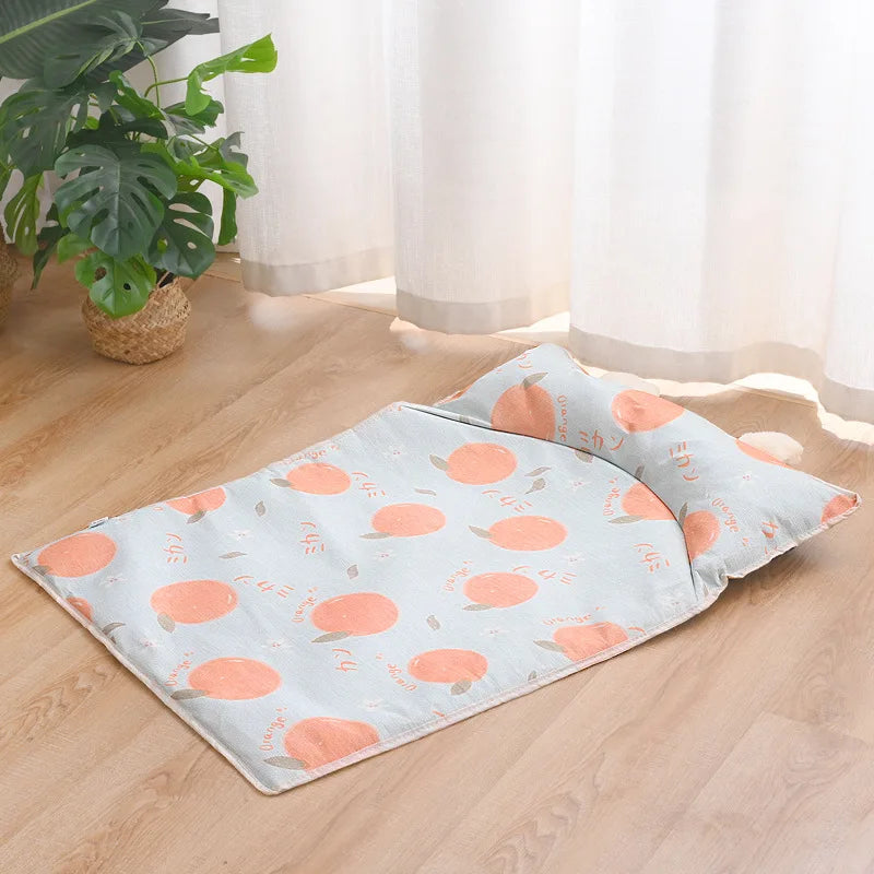 Summer Ice Silk Cooling Pet Pad - Ultra - Cool Cat & Dog Bed Pad | Breathable, Skin - Friendly Pet Supplies Oasis Select orange M 70 50cm