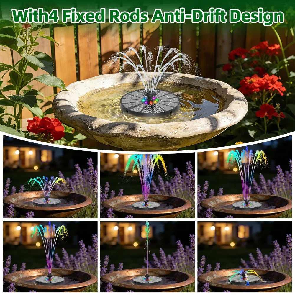 3.5W LED Solar Water Fountain Bird Bath Pump with 1200mAh Battery, 8 Nozzles and 4 Crash Bars, DIY Bird Bath Garden Aquarium etc Oasis Select