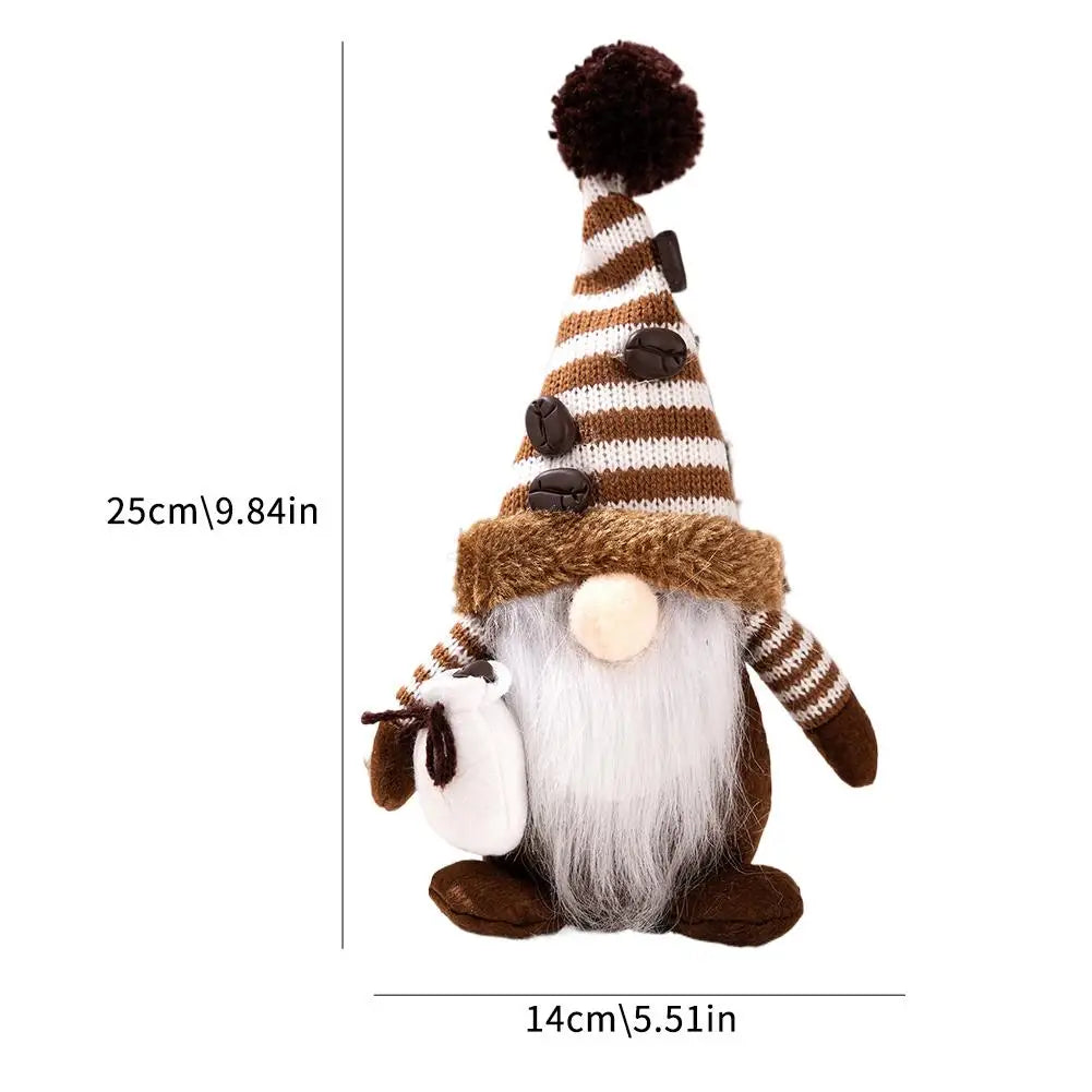 Coffee Gnome Plush Figurine | Cute Faceless Stuffed Doll Decor