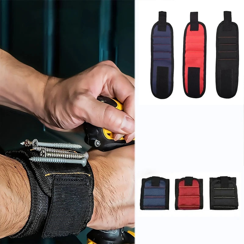 Strong Magnetic Wristband Portable Tool Bag Electrician Adjustable Wrist Belt for Holding Screws Nails Drilling Bits Bolts Oasis Select