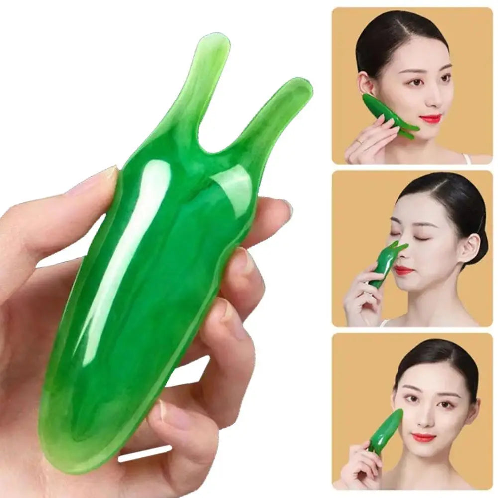 Resin Face Lifting Stone Guasha Scraping Facial Gouache Y-shaped Fork Massage Plate Nose Massage Trigger Point Nose Massager Oasis Select