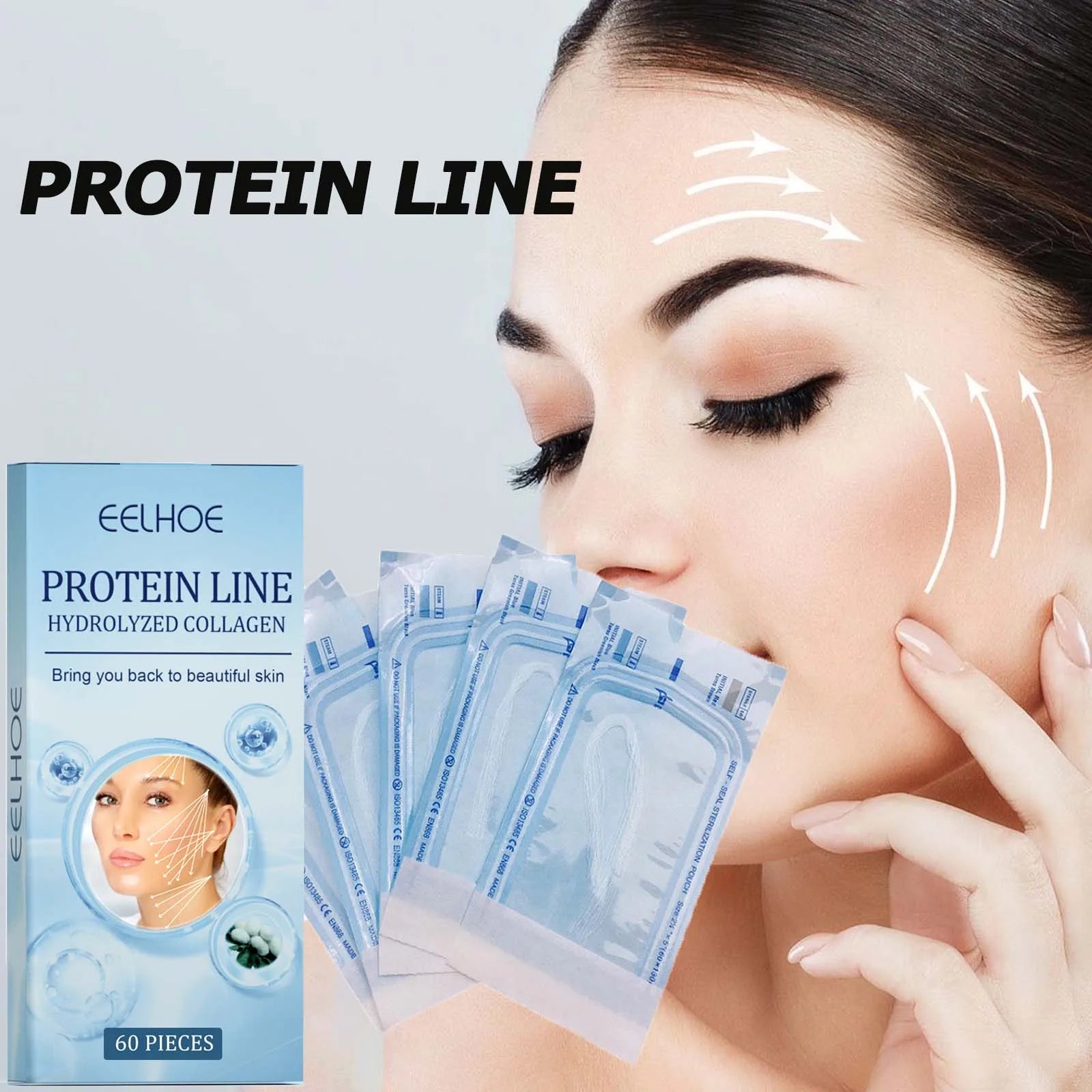 60Pcs Gold Protein Line Fade Wrinkle Firming Facial No Needle Absorbable Smoothing Hydrolyzed Collagen Thread Serum Oasis Select