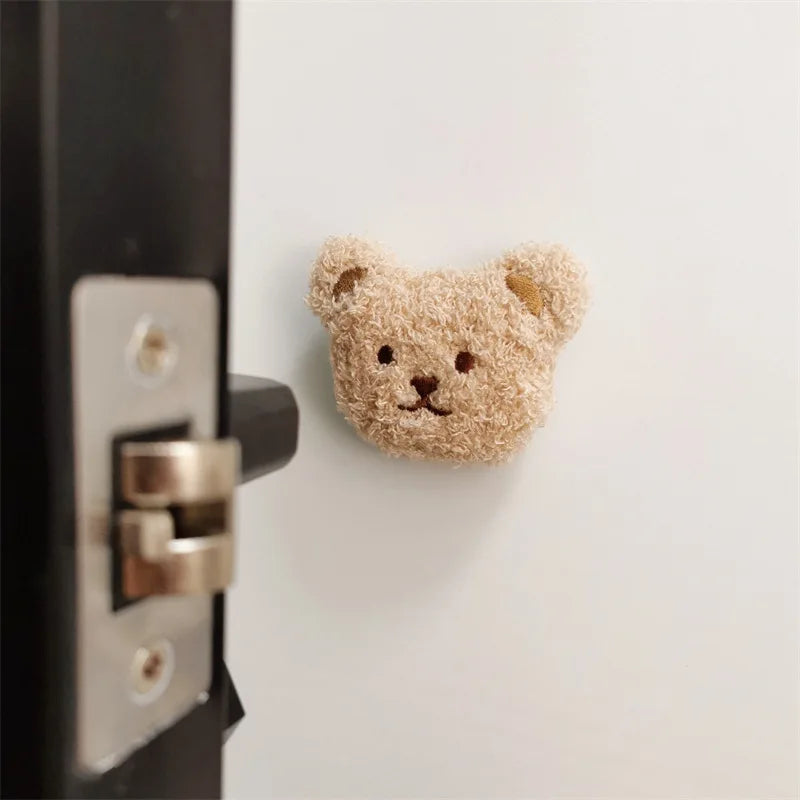 Ins Korean Bear Children's Room Door Rear Handle Silent Anti-collision Sticker Cushion Anti-Bump Wall Protector Door Stopper Oasis Select