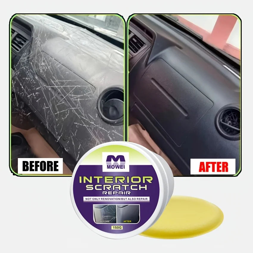 Car Interior Scratch Repair Cream – Natural, Low Odor + Sponge