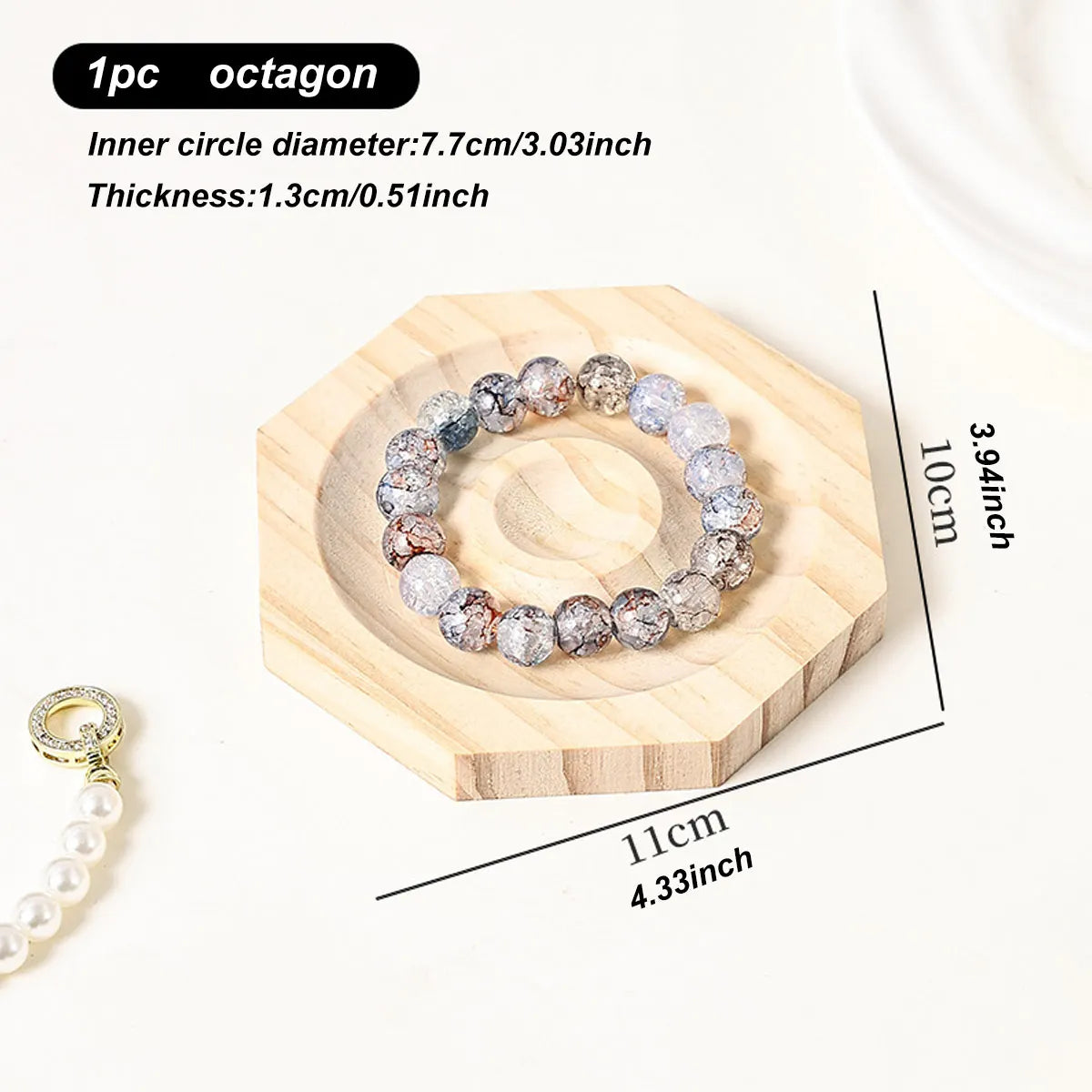 1pc Wooden Jewelry Display Tray, Bracelet and Bead Decoration Tray Bracelet and Bracelet Display Rack, Handicraft Tray Oasis Select 1pc - octagon