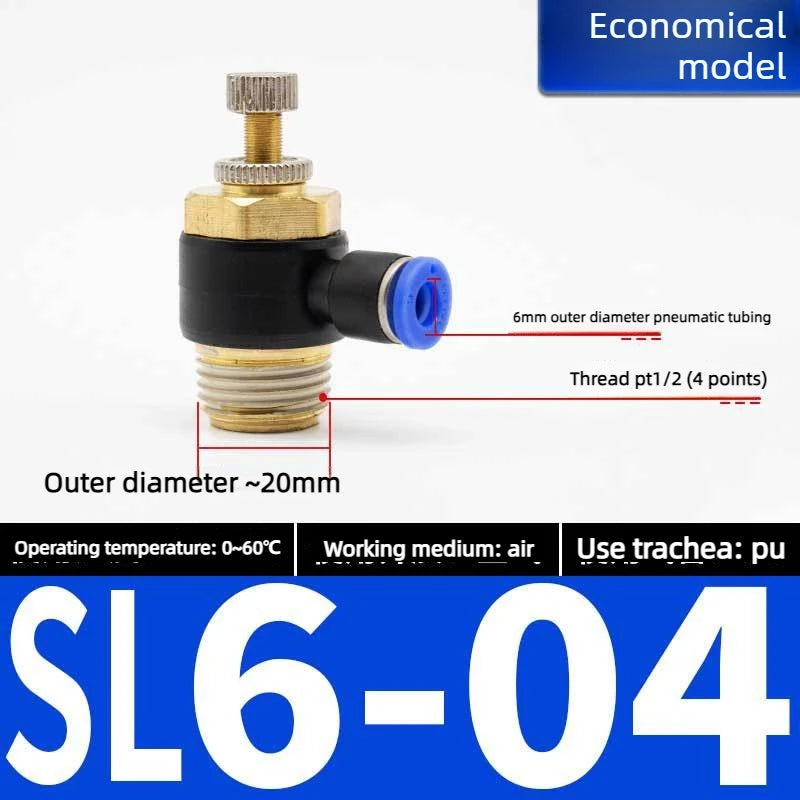 Quick Connect Pneumatic Connector "1/8" 1/4 "3/8" 1/2 M5 Air Speed Throttle Valve Regulating SL 4 6 8 10 12mm Valve Oasis Select Blue SL6-04