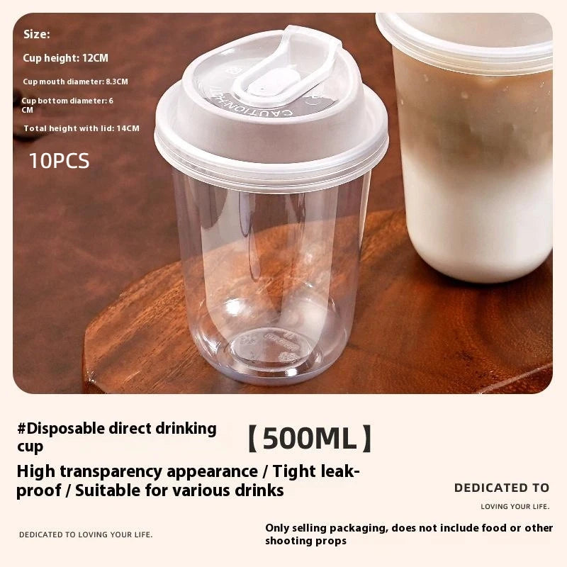 10pcs Transparent Coffee Cups With Lids U-shaped Disposable Cups For Hot Drink Milk Tea Takeaway Beverage Cups Oasis Select 5