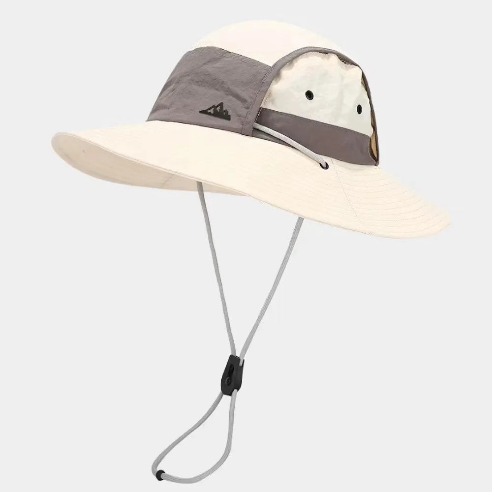 Unisex Large Brim Fisherman Hat Breathable Quick Drying Visor Cap Lightweight Foldable Sun Protection Hat Oasis Select Beige