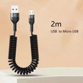 Retractable 5A Fast Charging Cable USB-C Micro USB Lightning