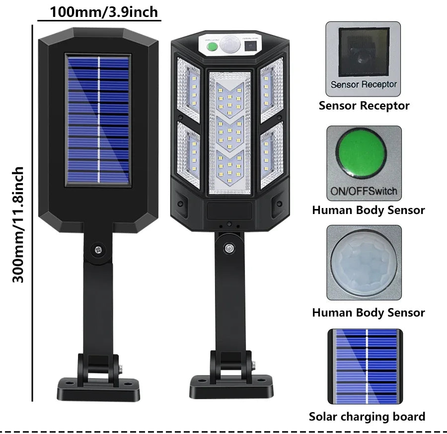 30000LM 10000mAh Solar Led Light Outdoor Powerful Outdoor Solar Lamp Remote Control Waterproof Flood Light Exterior Wall Lamp Oasis Select D-2400mAh