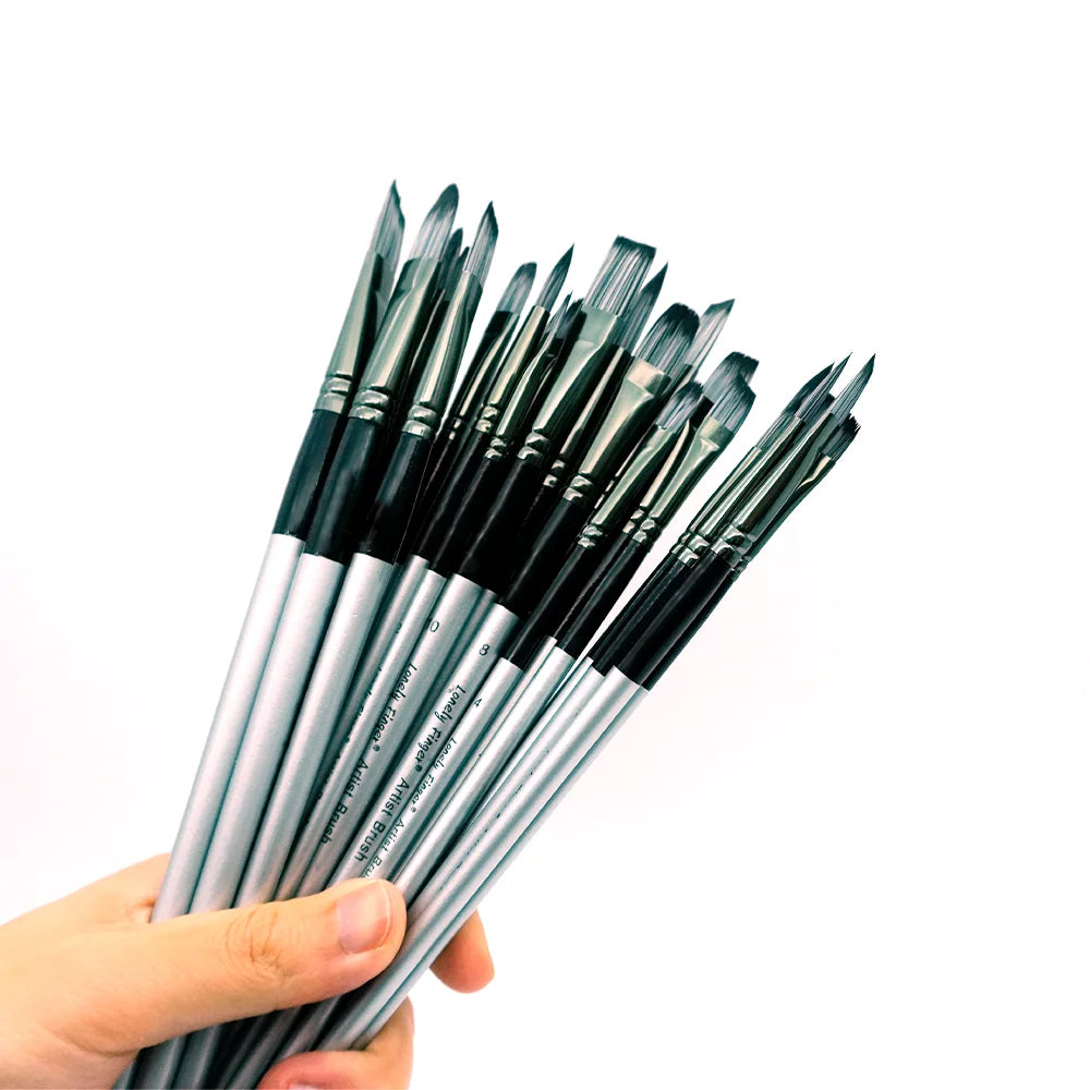 6/24pcs Paint Brush Set, Acrylic Paint Brushes, Professional Artist Series with Round,Flat, Angular,Filbert for Oil, Acrylic Can Oasis Select